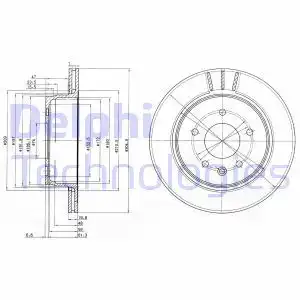 Тормозной диск DELPHI BG3542 вентилируемый , задняя ось