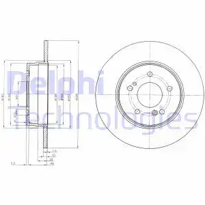 Тормозной диск DELPHI BG3601 полный , задняя ось