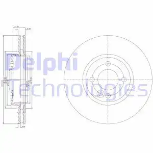 Тормозной диск DELPHI BG3661 вентилируемый , передняя ось