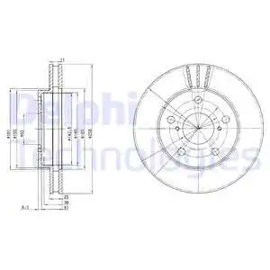 Тормозной диск DELPHI BG3355 вентилируемый , передняя ось