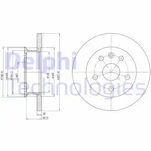 Тормозной диск DELPHI BG2602 полный , передняя ось