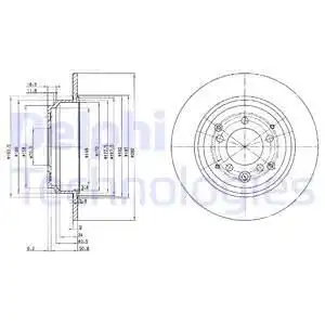 Тормозной диск DELPHI BG3060 полный , задняя ось