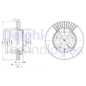 Тормозной диск DELPHI BG3232 вентилируемый , передняя ось