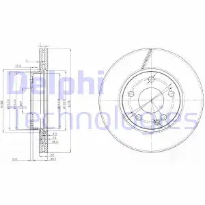 Тормозной диск DELPHI BG3845 вентилируемый , передняя ось
