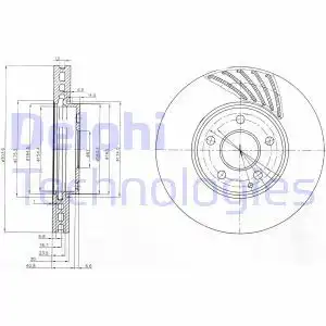 Тормозной диск DELPHI BG4029 вентилируемый , передняя ось