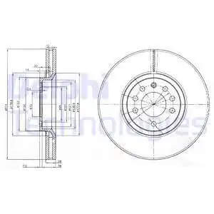 Тормозной диск DELPHI BG3973 вентилируемый , передняя ось