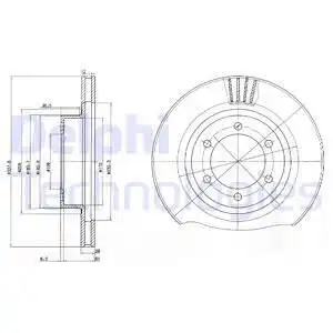 Тормозной диск DELPHI BG4052 вентилируемый , передняя ось