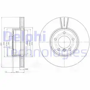 Тормозной диск DELPHI BG9871 вентилируемый , передняя ось