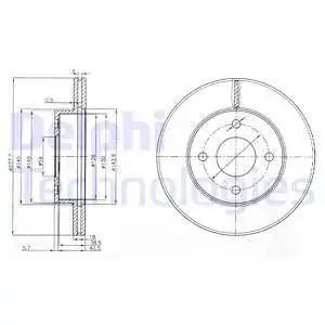 Тормозной диск DELPHI BG3763 вентилируемый , передняя ось