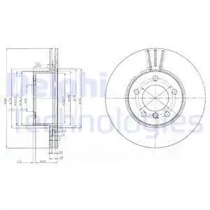 Тормозной диск DELPHI BG3998 вентилируемый , передняя ось
