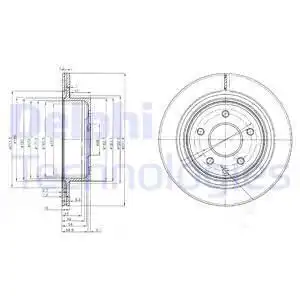 Тормозной диск DELPHI BG3765 вентилируемый , задняя ось