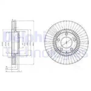 Тормозной диск DELPHI BG4027 вентилируемый , передняя ось