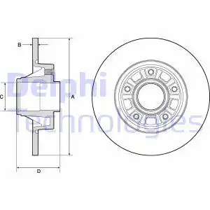 Тормозной диск DELPHI BG3767 полный , задняя ось