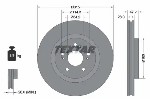 Тормозной диск TEXTAR 92347003