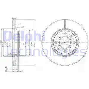 Тормозной диск DELPHI BG4049 вентилируемый , передняя ось