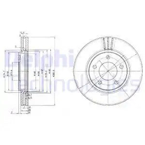 Тормозной диск DELPHI BG3715 вентилируемый , передняя ось