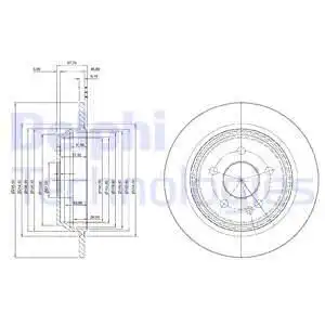Тормозной диск DELPHI BG4063 полный , задняя ось