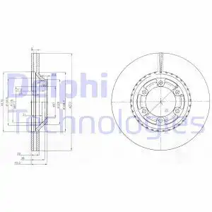 Тормозной диск DELPHI BG3679 вентилируемый , передняя ось