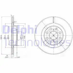 Тормозной диск DELPHI BG3825 вентилируемый , задняя ось