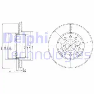Тормозной диск DELPHI BG3269 вентилируемый , задняя ось
