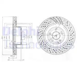 Тормозной диск DELPHI BG9754 вентилируемый , передняя ось