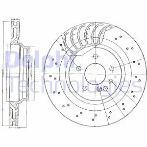 Тормозной диск DELPHI BG3880 вентилируемый , задняя ось