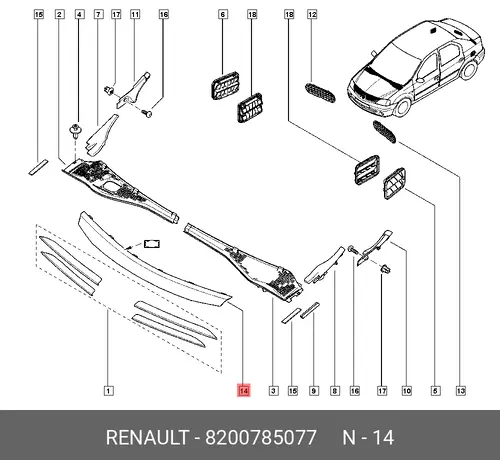 Решетка радиатора RENAULT 8200785077