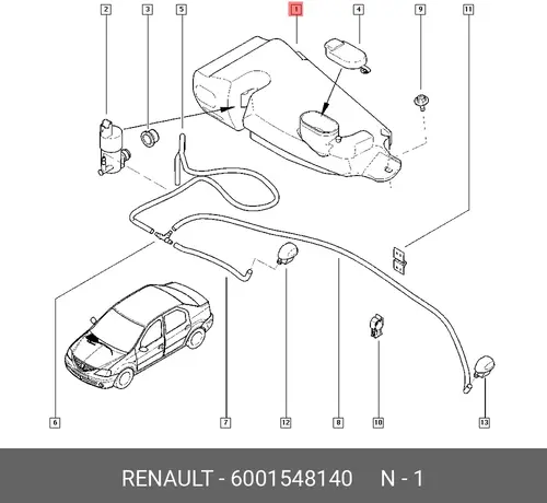 БАЧОК СТЕКЛООМЫВАТЕЛЯ ПЛАС 6001548140 RENAULT