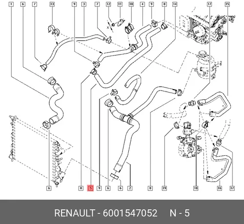 Патрубок сист. охл. Logan 6001547052 RENAULT