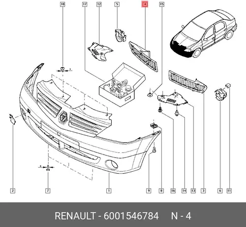 Решетка бампера RENAULT 6001546784