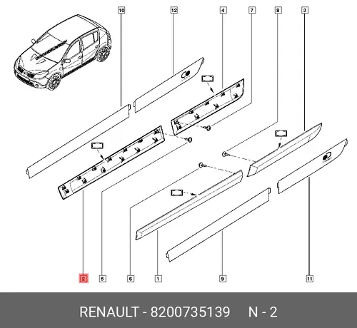 Молдинг двери пер прав Санд 8200735139 RENAULT