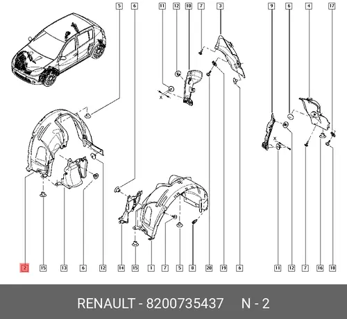 Подкрылок RENAULT 8200735437