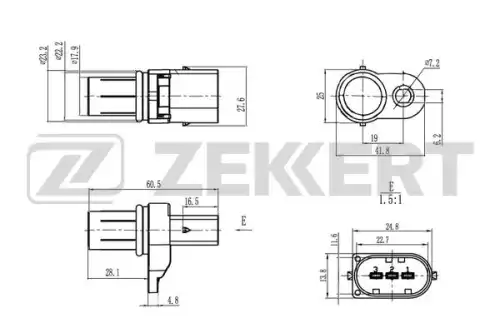 Датчик положения распредвала BMW 5 (E39 E60 E61) 96- 3 (E36 E46 E90 E91) 93- X5 (E53) 00- X3 SE-5027 ZEKKERT