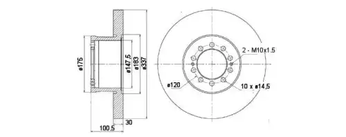 BRAKE DISC FRONT 713812 ERREVI