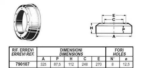 BRAKE DRUM 790107 ERREVI