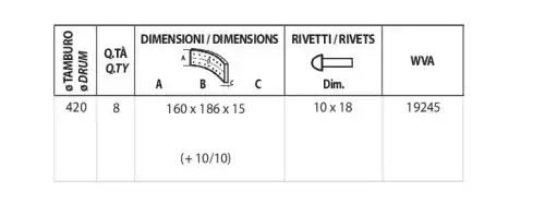 BRAKE LININGS SET+10/10 W/RIV. K20452 ERREVI