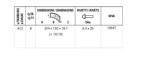 BRAKE LININGS SET+10/10 W/RIV. K20472 ERREVI