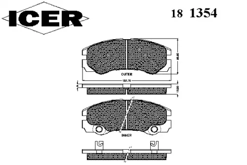 Тормозные колодки дисковые передняя ось ICER 181354