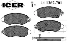 Тормозные колодки дисковые ICER 141367-701