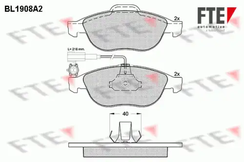 Комплект тормозных колодок, диско BL1908A2 FTE