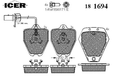 Тормозные колодки дисковые ICER 181694