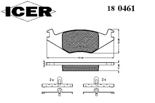 Тормозные колодки дисковые передняя ось ICER 180461
