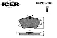 Тормозные колодки дисковые ICER 180989-700