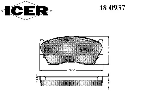 Тормозные колодки дисковые передняя ось ICER 180937