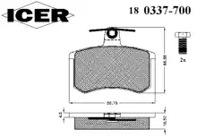 Тормозные колодки дисковые ICER 180337-700
