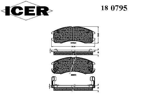 Тормозные колодки дисковые передняя ось ICER 180795