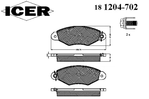 Тормозные колодки дисковые передняя ось ICER 181204-702
