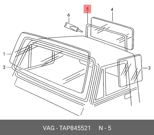 Уплотнитель заднего стекла TAP845521 VAG