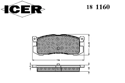 Тормозные колодки дисковые задняя ось ICER 181160