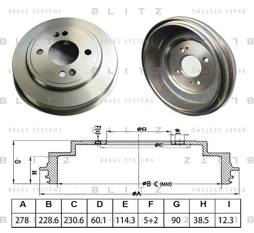 Тормозной барабан BLITZ BT0155